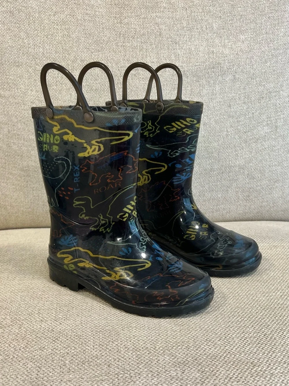 Member’s Mark 9/10 Toddler Boy Dinosaur Rain Boots Black Waterproof